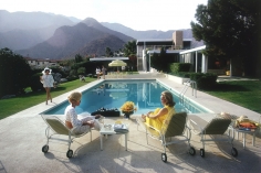 Slim Aarons, Poolside Gossip, 1970: Lita Baron, Nelda Linsk, Helen Dzo Dzo at the Richard Neutra-designed house of Edgar Kaufman