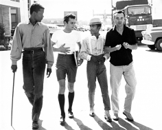 Phil Stern, Sidney Poitier, Tony Curtis, Sammy Davis Jr. & Jack Lemmon on the Lot of Goldwyn Studios, 1959