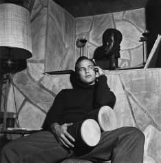 Sid Avery, Marlon Brando with Bongo Drums at his Beverly Hills Home, 1955