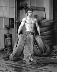 Herb Ritts, Fred with Tires, Hollywood, 1984
