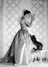 Louise Dahl-Wolfe, Mary Jane Russell in a Balenciaga Gown with Cat, Paris, 1951