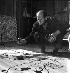 Martha Holmes, Jackson Pollock in his studio, Springs, Long Island, New York, 1949