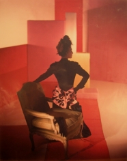 Horst, Fashion: Black Dress with Pink and Blue Bow, 1940s