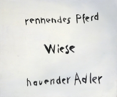 "Rennendes Pferd – Wiese - hauender Adler (Running Horse – Meadow – Striking Eagle)", 1966