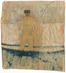 "Spearfishing", 2015 Rabbit glue, pigment, charcoal on paper