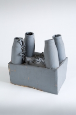 "Standart-Modell", 1972-1973 Cardboard, glass bottles, string, paint