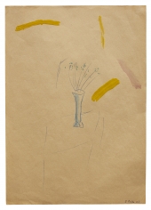 “Untitled”, 1963 Ballpoint pen, gouache, colored lacquer on paper