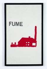 "Fume", 1972 Letter press and paint on canvas