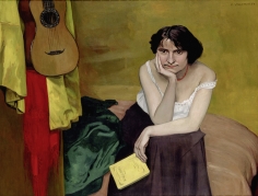 "Femme brune assise de face, avec guitare", 1913