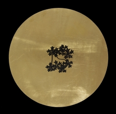 "IS", n.d. Ink on gold paper