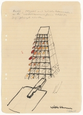 "Sculpture, wooden framework with clothespins, random items can be attached to the clothespins", 1968