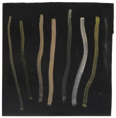 "Untitled", 1968 Gouache, silver paint on board