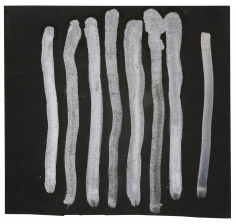 "Untitled", 1968 Gouache, silver paint on board