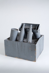 "Standart-Modell", 1972-1973 Cardboard, glass bottles, string, cans, paint