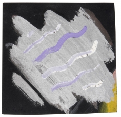 "Untitled", 1968 Gouache, silver paint, on board