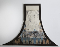 "Untitled", 2013-2014 Pencil, oil paint, oil crayon, wax crayon, collage and linseed oil on paper
