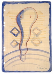 "Untitled", 1971 Watercolor, felt-tip pen on graph paper