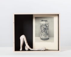 "Untitled", 2017 Jesmonite, graphite, archival print, wood and vinyl