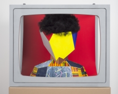 Derrick Adams "Boxhead #6", 2014 Mixed media 23 x 28 x 19 inches