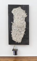 Noah Purifoy "Strange Fruit", 2002 Mixed media assemblage with feathers, acrylic, wood, paint can, and brush 74 x 31-1/2 x 6-1/2 inches