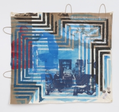 Tomashi Jackson "Silent Spring II", 2019 Silkscreen, acrylic, and spring water soil on paper and muslin 45-1/4 x 49-1/4 inches