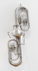 Sudarshan Shetty "No Title" (from The more I die the lighter I get), 2009 Baby tubas, glass 49 x 23 x 22 inches