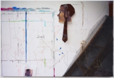 Berend Strik "Decipher the Artist's Mind: Affirmation and the Promise (Derrick Adams Studio)", 2014 Stitched c-print on tyvek 24 x 35 inches