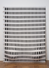 Jarbas Lopes "Untitled", 2013 Exercise balls in woven elastic on wooden frames 87-1/2 x 66-1/2 x 15 inches