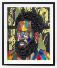 Jeff Sonhouse "Witness Protection Program", 2017 Gouache watercolor, and acrylic gel medium on paper 25-1/2 x 21-3/8 x 2 inches
