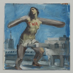 Nicole Eisenman "TWA", 1996 Acrylic on paper 9-1/4 x 9-1/2 inches