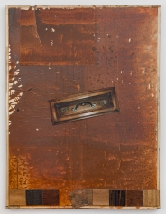 Brenna Youngblood "Living in a Drawer", 2017 Photograph, acrylic, linoleum, and hardware on canvas in artist frame 48 x 36 inches