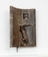 John Outterbridge "Window with Footnote", 1991 Mixed media 38-1/4 x 22 x 14-1/4 inches