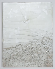Luca Dellaverson "Untitled", 2013 Epoxy resin and mirrored glass with wood support 66 x 51 inches