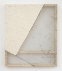 Martha Tuttle "Plainsong (3)", 2018 Wool, silk, pigment, steel, stone 30 x 25 inches