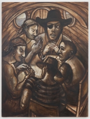 Nicole Eisenman "Self Portrait with Pirate", 1996 Oil on wood panel 65 x 48 inches