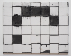 Jarbas Lopes "Untitled", 2013 Charcoal and ink on woven elastic on wooden frame 22 x 28 x 3/4 inches