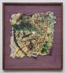 Noel Anderson "Quadrants", 2013 Custom woven tapestries, polyurethane foam, acrylic wire, plastice slide and oil bar in Sepala & African Purple Heart wood frame 28 x 25-1/2 inches