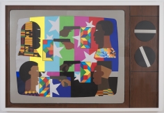 Derrick Adams "Show Down", 2014 Mixed media collage on paper and mounted on archival museum board 48 x 72 inches