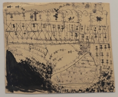 Nicole Eisenman "Battlefield", 1995-2011 Black ink and stamp on paper 18-3/4 x 23 inches
