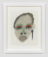 Watercolor and ink on paper work by February James titled "A heart full of broken promises" and made in 2021. The work depicts a figure's face.