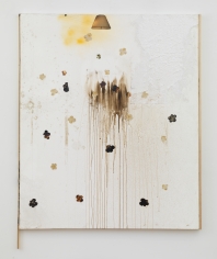 Brenna Youngblood "Popcorn and Flowers", 2017 Photographs, acrylic paint, and found paper on canvas with artist frame 72 x 60 inches