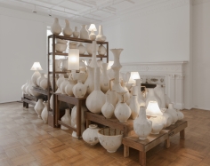 Zachary Armstrong "Pots for George", 2018 Plywood, aluminum screen, plaster, fiberglass, matte medium ​Dimensions variable