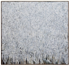 Zachary Armstrong "All white painting Noah", 2019 Oil and encaustic on linen in artist frame 82 x 92 inches