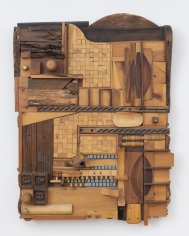 Noah Purifoy "Wooden Tile", 1988 Mixed media construction 45 x 33 x 6-1/2 inches