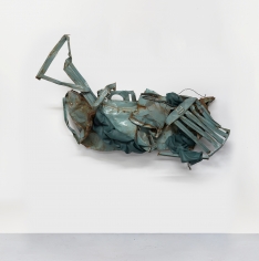 Kennedy Yanko, "The Politics of Wholeness", February 2021, paint skin, metal, 74 by 106 by 27 inches (188 by 269 by 69 cm). Sculpture made of paint skin and metal by Kennedy Yanko titled "The Politics of Wholeness" created in February 2021.