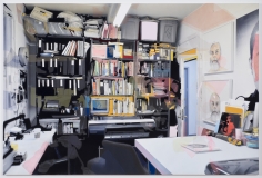Berend Strik "Decipher the Artist's Mind: Connected (Mary Ellen Carroll Studio)", 2014 Stitched c-print on tyvek 47 x 71 inches