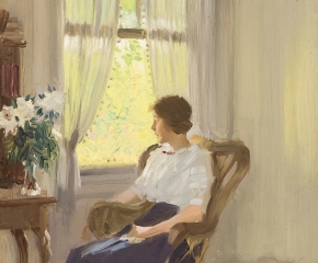 Edward Dufner (1871–1957), By the Window, c. 1911–17, oil on board, 9 3/4 x 7 3/4 in. (detail)