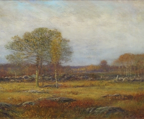 Dwight William Tryon (1849–1925), Autumn Fields, 1914-15, oil on panel, 16 x 24 in. (detail)