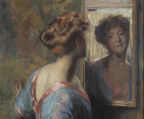 Thomas Anshutz (1851–1912). A Passing Glance, c. 1907. Pastel on canvas, 42 x 30 in. (detail)