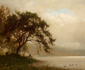 Alexander Helwig Wyant (1836–1892), The Duck Hunter, c. 1872–75, oil on canvas, 6 1/8 x 9 1/8 in. (detail)